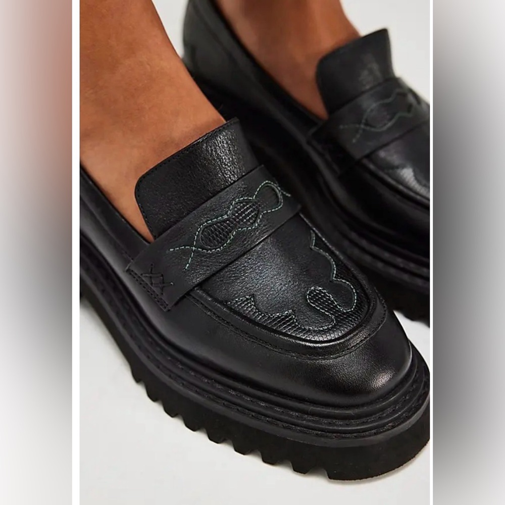 Free People Darci Platform Loafers in Black
